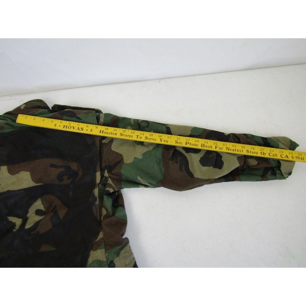 VTG 80s Military Camo Coat Field Jacket Hoodie M65 Woodland Punk Cargo Mens XS - Picture 14 of 14
